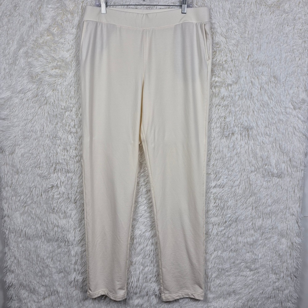 Pure‎ Jill Affinity French Terry Slim Leg Pants Cream Pima Cotton Large Tall